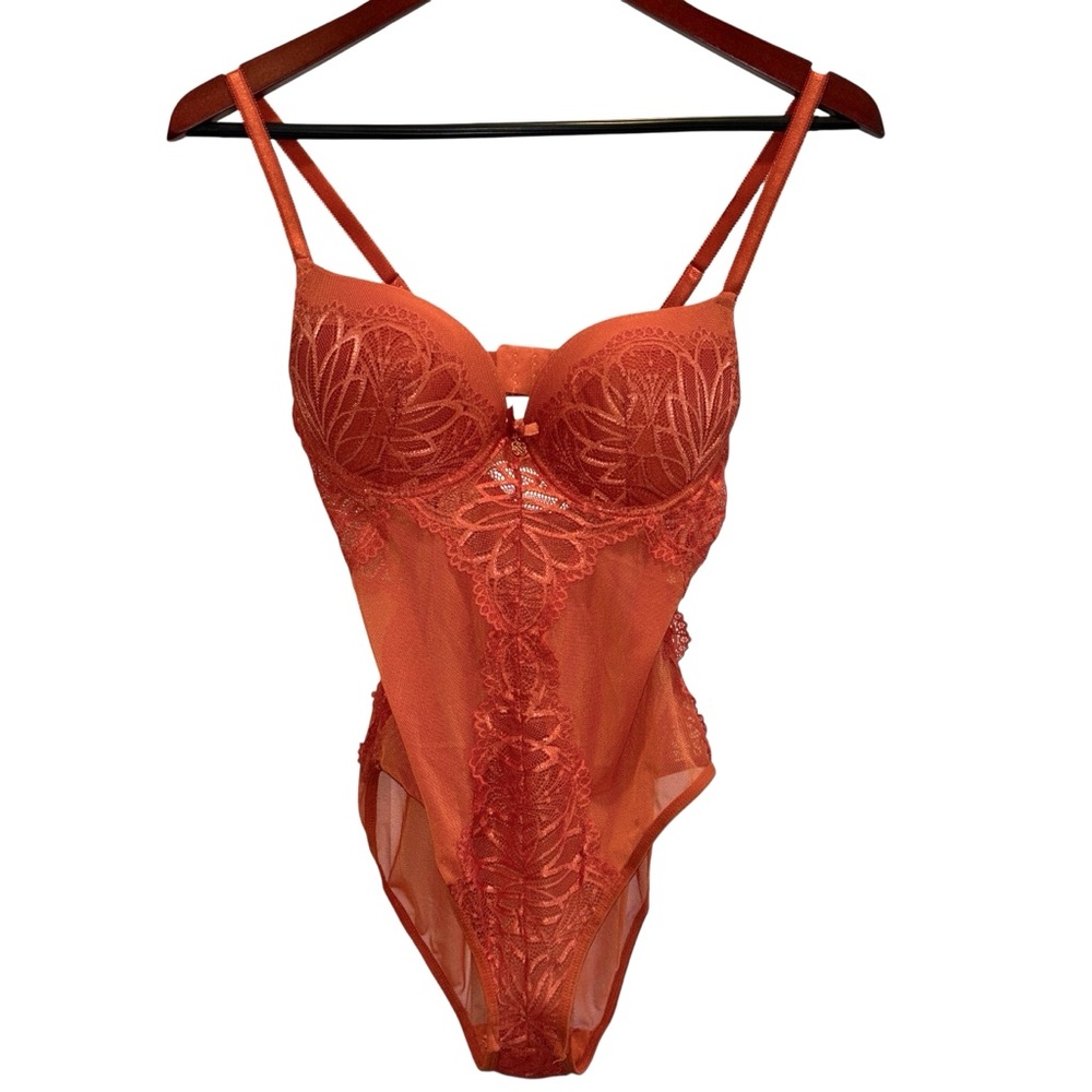Daisy Fuentes Copper Lace Bodysuit Teddy Med